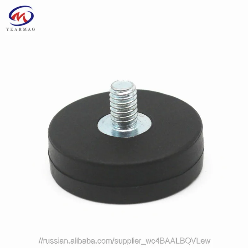 D22mm неодимовый магнит резиновой куртки с резьбовым стержнем