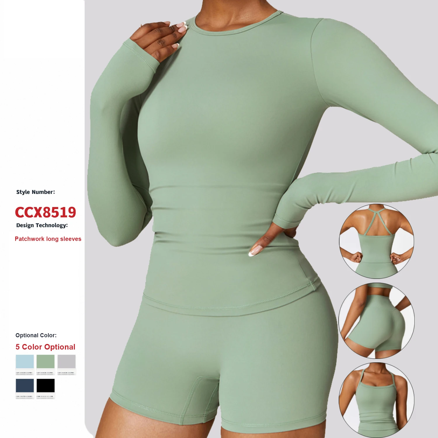Wholesale Quick Drying Top Long Sleeve Shorts Suit Gym Fitness Running Clothes Workout Bra Women'S High Support Sports Yoga Set