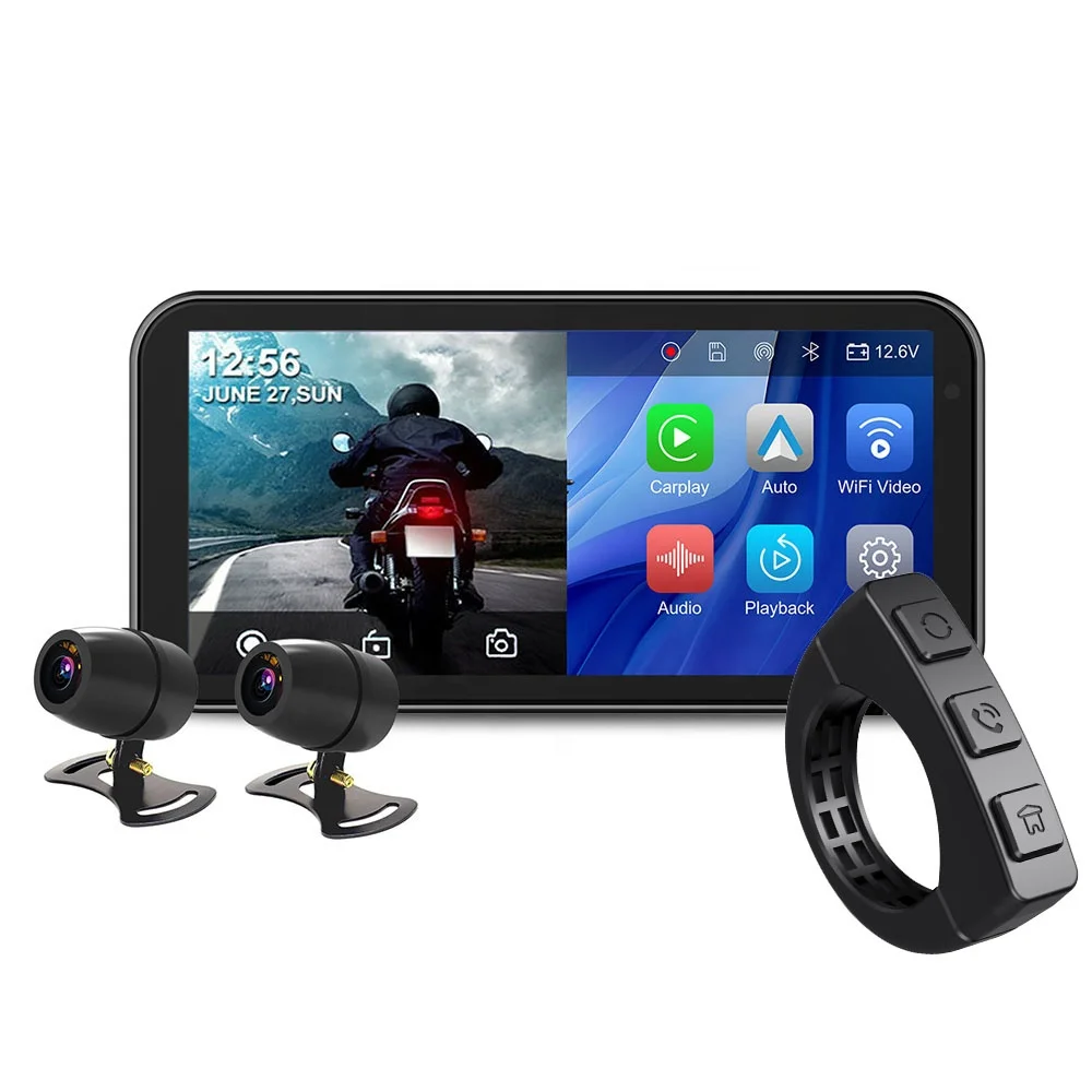 TIYPEOR Motorcycles Navigation 6.25inch GPS CarPlay Android Auto IP66 Waterproof Moto DVR Monitor With TPMS Monitor System