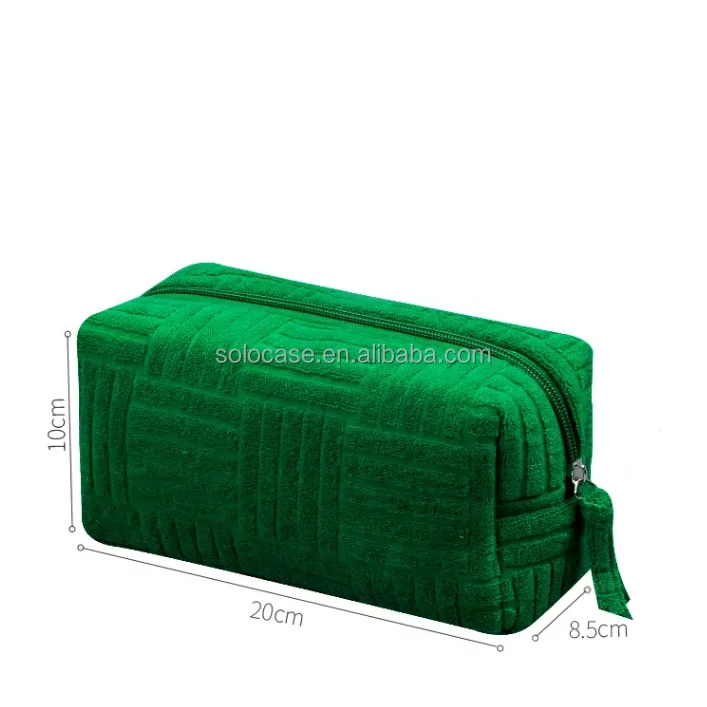 Diamond Fabric Terry Cloth Cosmetic Bag