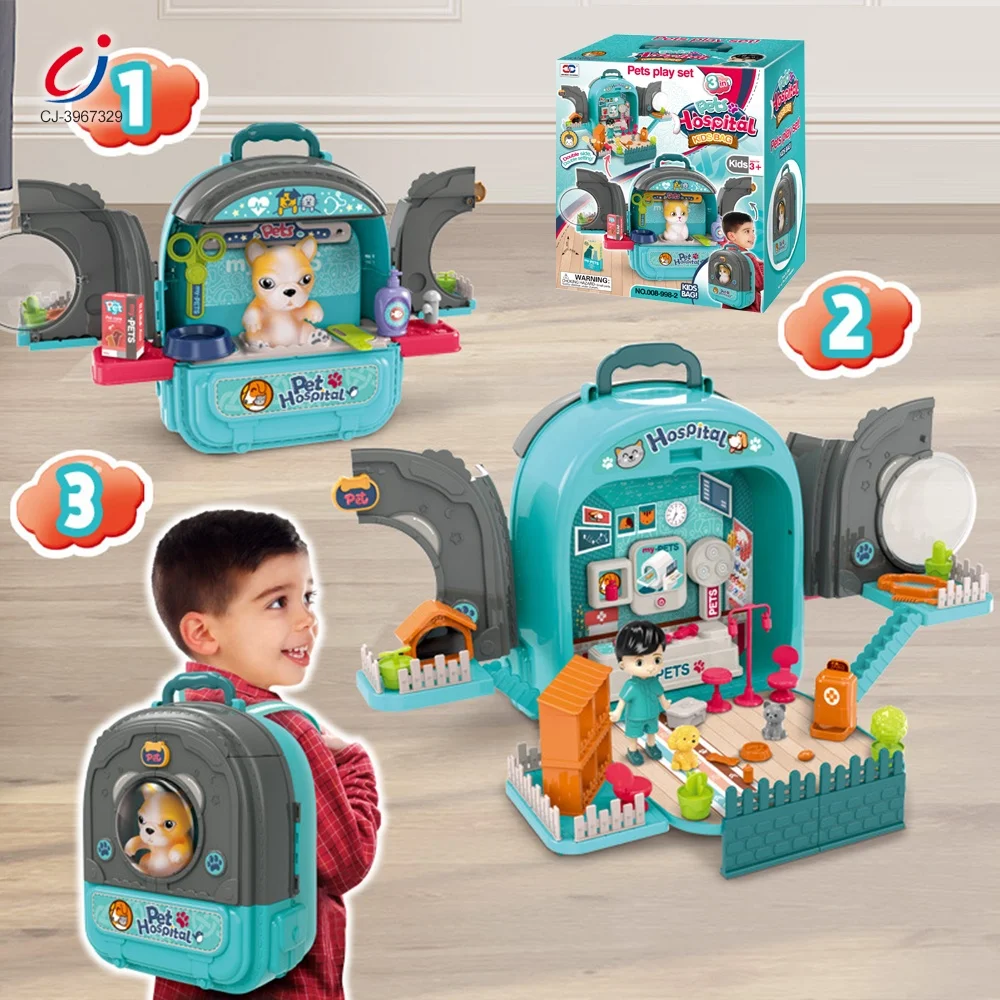 Chengji Interactive 3 In1 Backpack Newest Pet Pretend Set Educational Pet Care Cage Play Set Pretend Play Preschool Toy