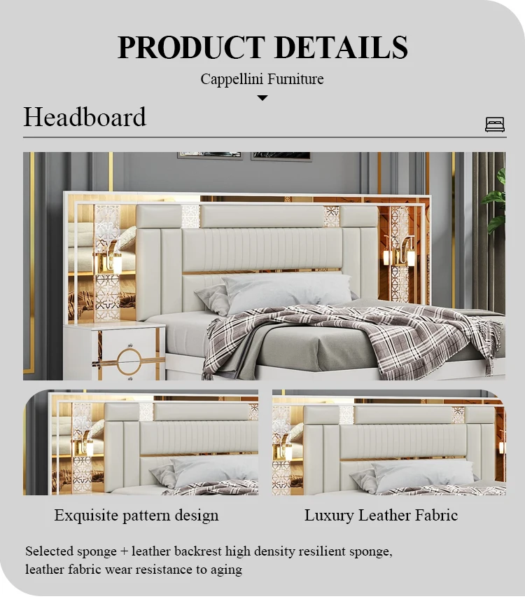 Royal Classic Luxury King Size Double Bed With Wooden Wardrobe Dresser ...