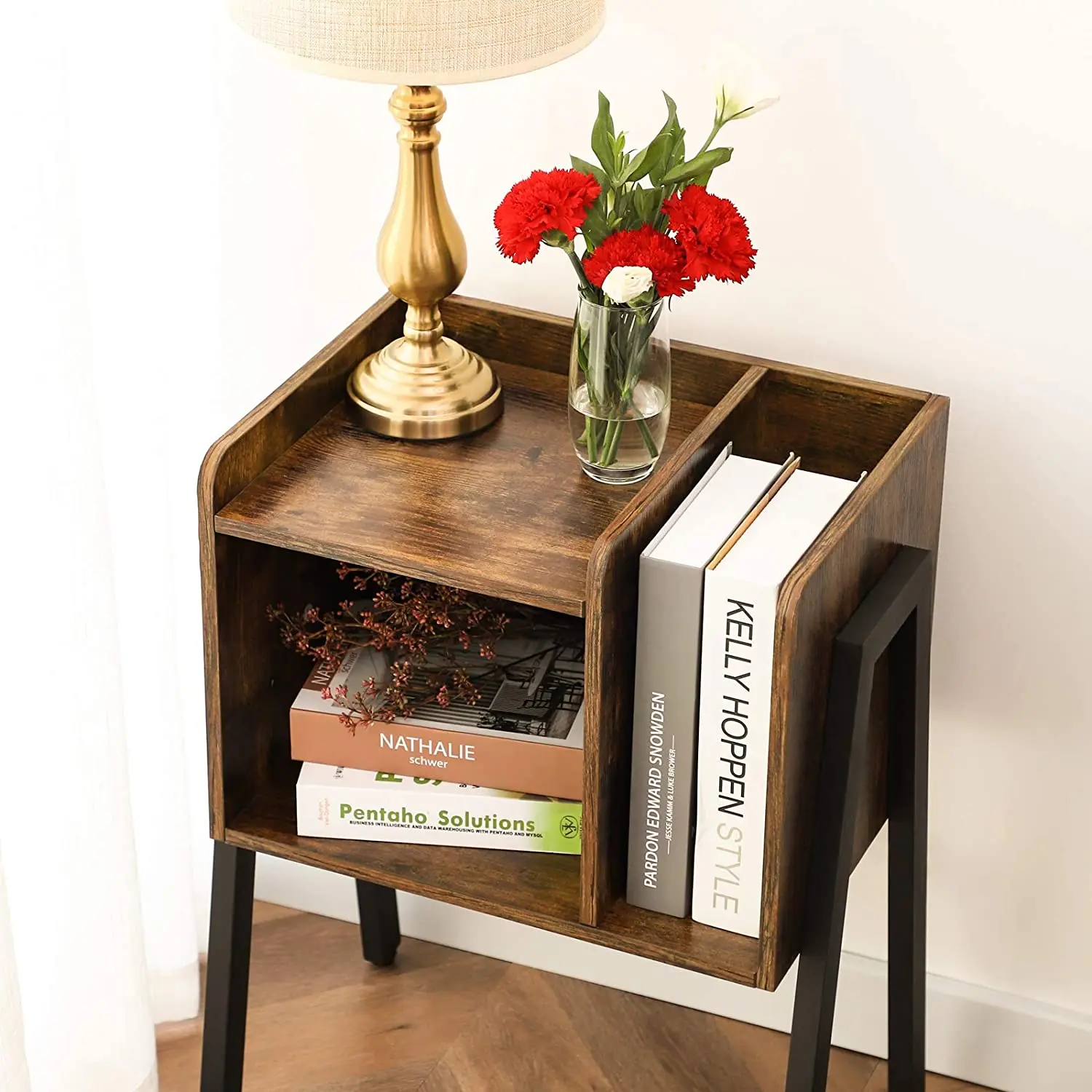 Factory Direct Stackable End Side Table With Vertical Storage for Bedroom