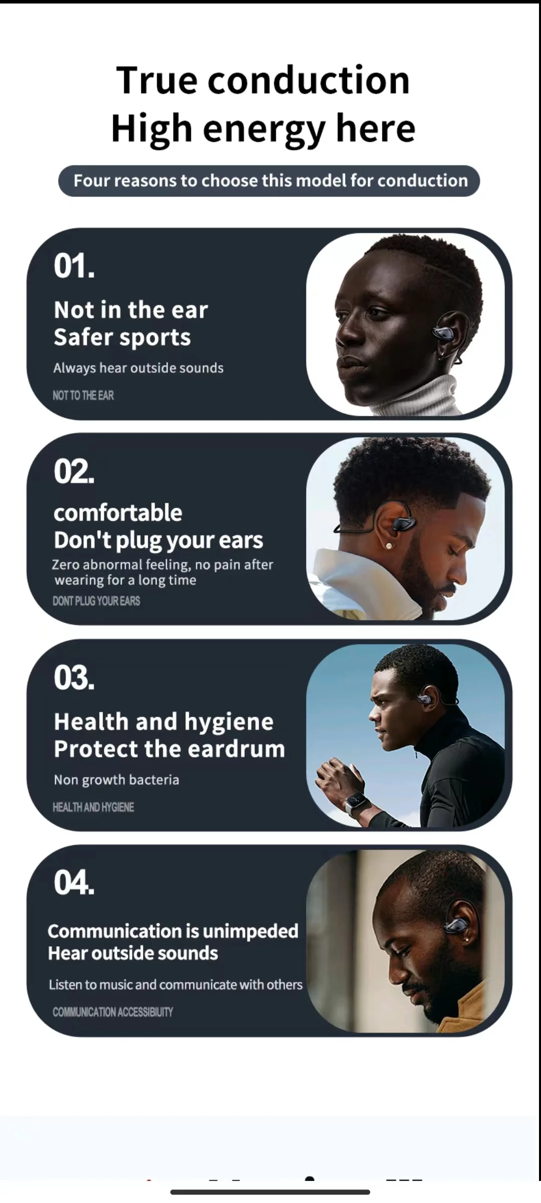 TWS Ture Wireless Earbuds KM-A60 Air Bone Conduction Comfortable on Ear Headphone