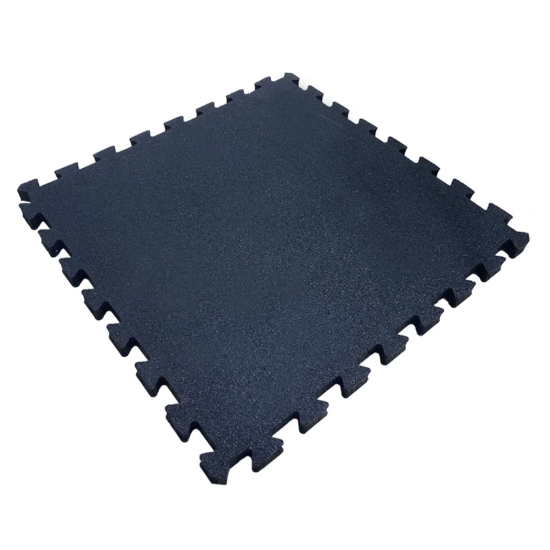 50cm Interlocking Rubber Tiles Black Puzzle Gym Rubber Flooring Mat For