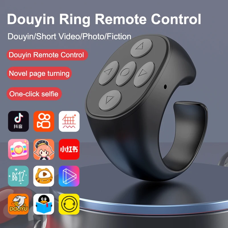 For Bluetooth Wireless Scrolling Ring Tiktok Page Turner Fingertip Video Controller Made of Durable Plastic
