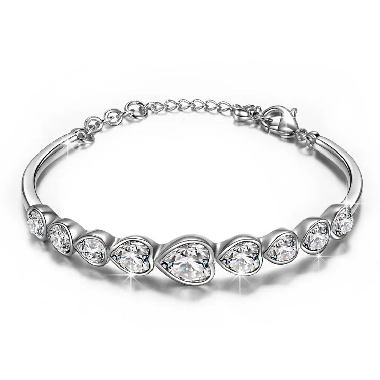 Wedding Jewelry 925 Sterling Silver Diamond Heart Bracelet For Women Buy Heart Bracelet Diamond Bracelet 925 Silver Bracelet Product On Alibaba Com