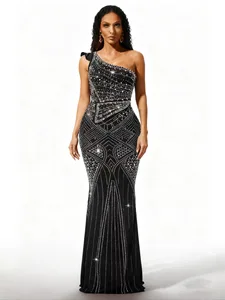 Bettergirl High Quality Fashion 2026 Spring Ramadan Diamond Black Long Dress Tight Sexy Party Elegant Women Dress