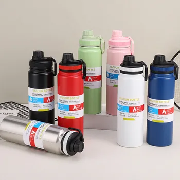 Custom Promotional Sport 800ml Stock Double Wall Stainless Steel Thermos Insulated Water Bottle Flask