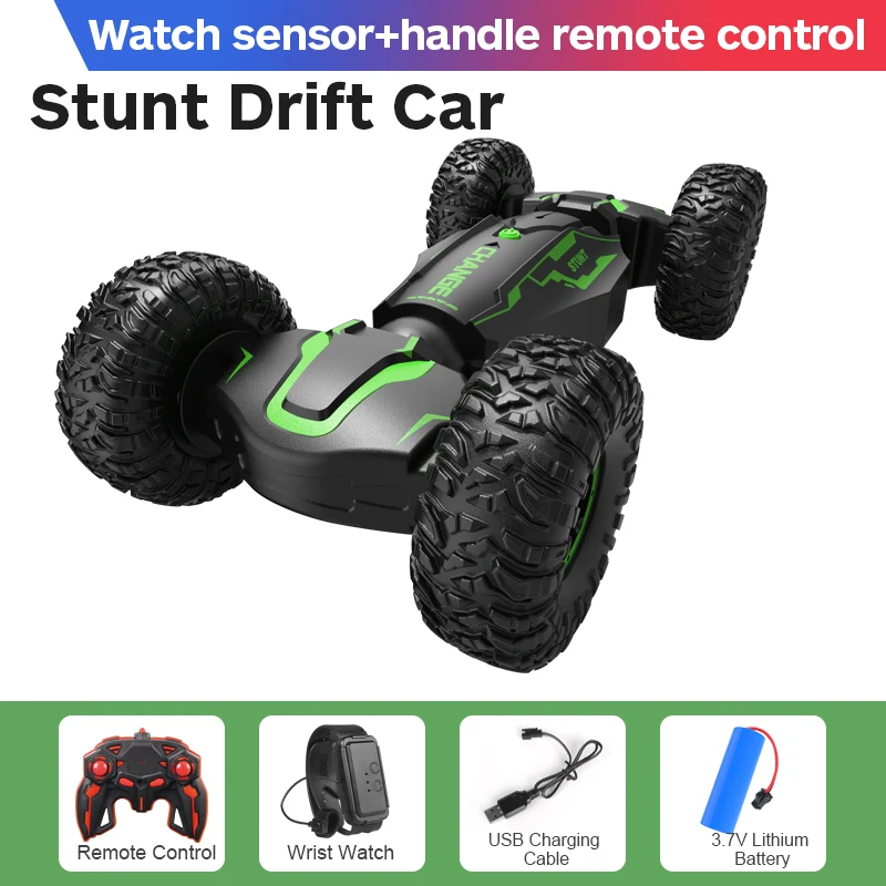 AiJH 4WD Rc Stunt Car With LED Lights Music 1:16 Remote Control