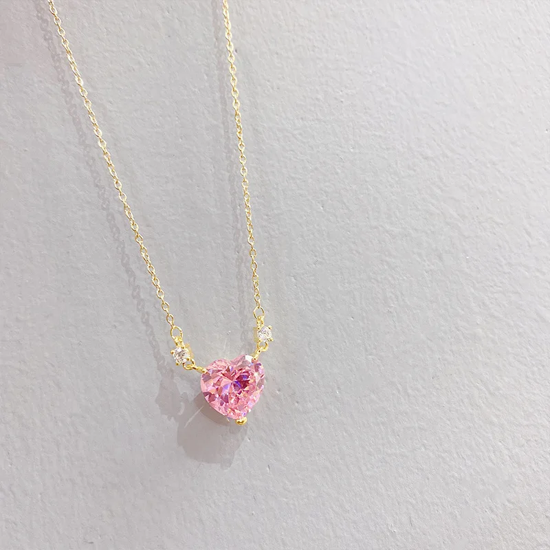 Wholesale Heart Necklace Luxury Trendy Clavicle Chain Pink Heart Love  Pendant Necklace for Women Lover Valentine's Day Gift Jewelry From  m.
