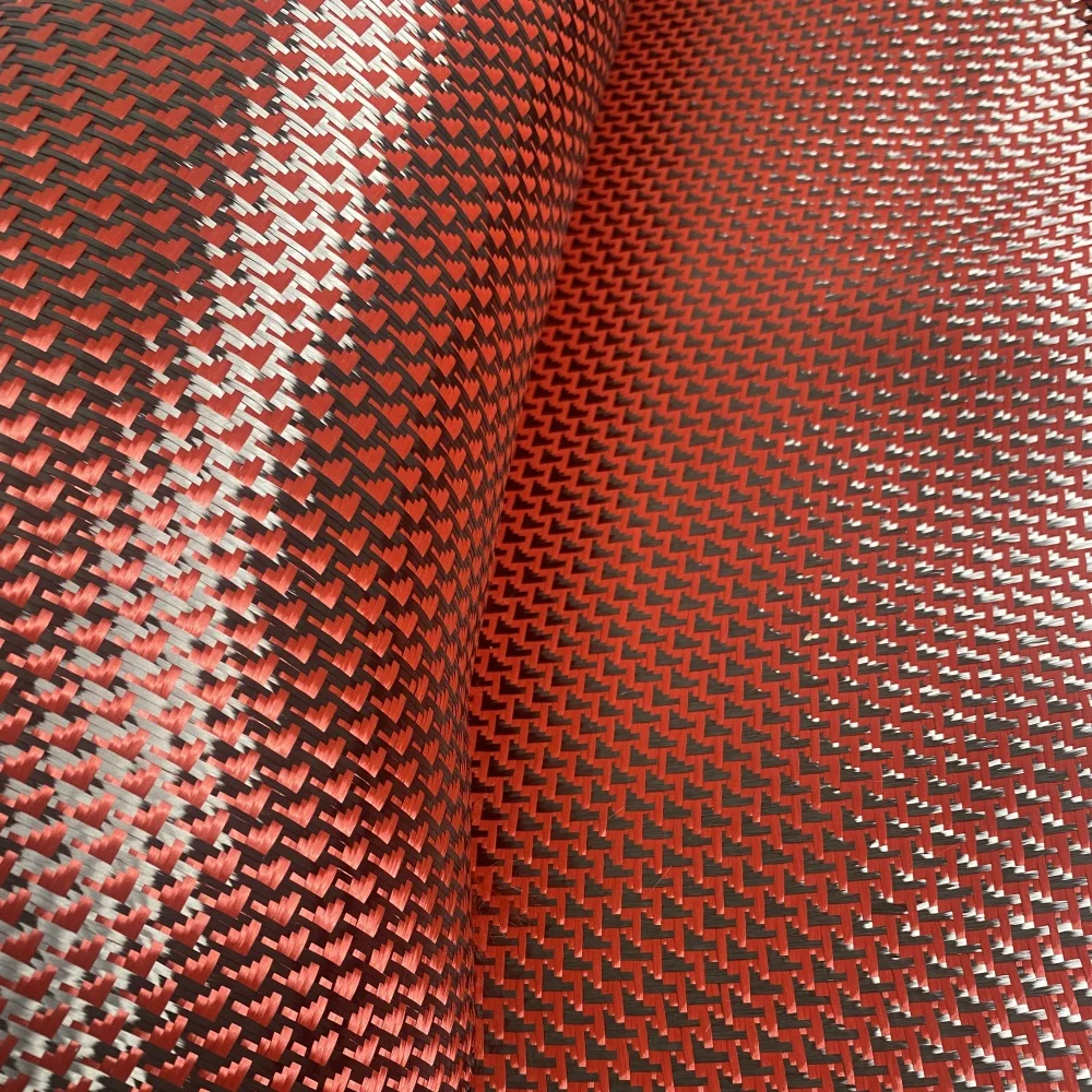 Red Airplane Pattern Carbon Fiber Jacquard Fabric 3K Twill Plain 280gsm for Luggage Felt Bag Drone Accessories Durable Stylish