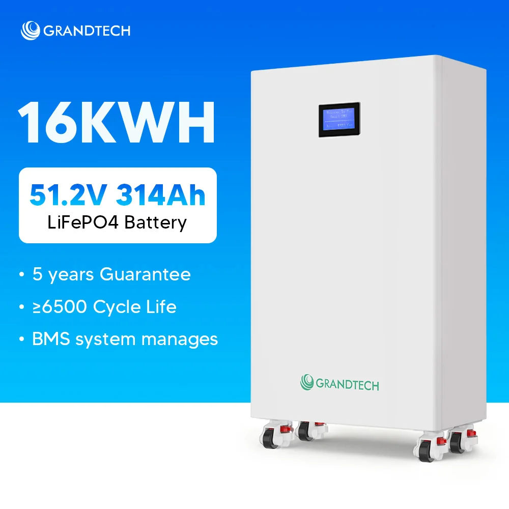 51.2V 314AH Solar Battery 2A Active Equalization 200A REPT CELL BMS PowerWall Wall Mounted Lithuim Battery Home Energy Storage