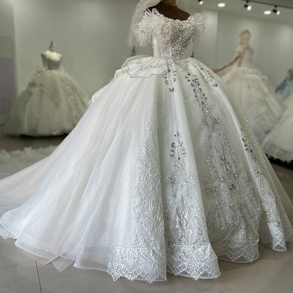 Jancember XS050 - Elegant Beaded off Shoulder Wedding Dress