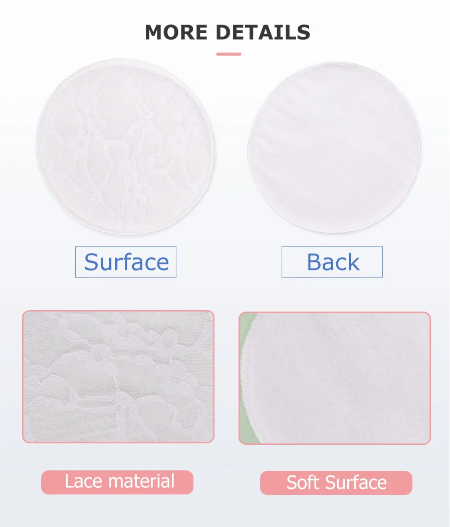 Round Shape White Soft Washable Lace Reusable Breast Pad For New Mother