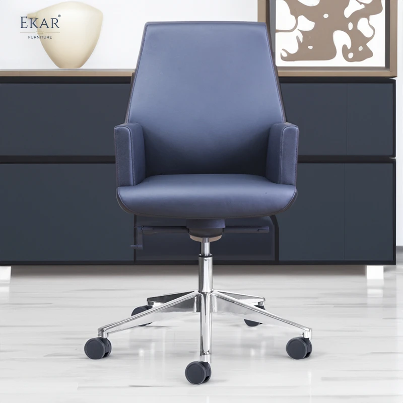 Executive Top-Grain Leather Office Chair with Padded Armrests - Premium Comfort Ergonomic Design factory