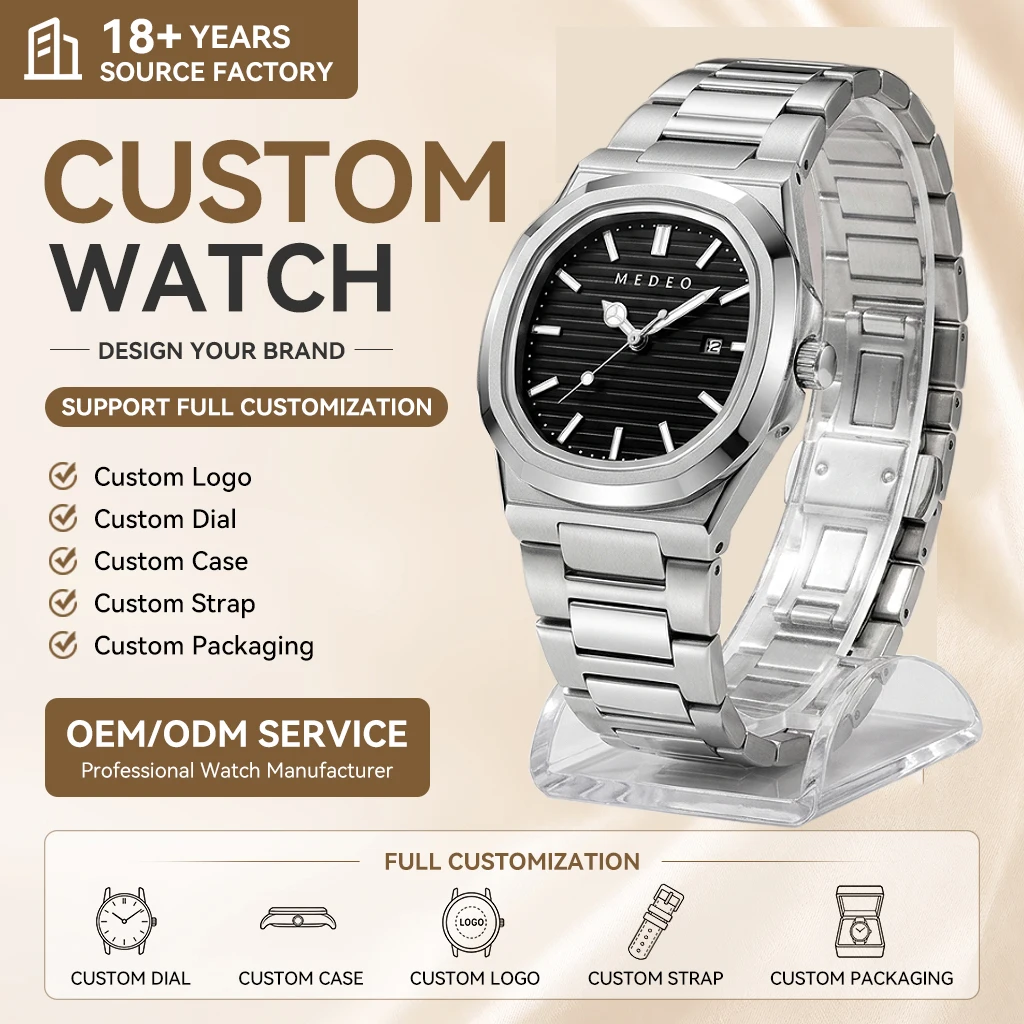 2026 New Glass Luxury Watch Luminous Date Stainless Steel Square Business Waterproof Male Clock Men Quartz Watches