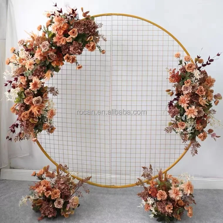 Terracotta Dusty Rust Orange Autumn Fall Wedding Flower Garland  Round Arch Wedding Swag for Circular ArchWedding Backdrop