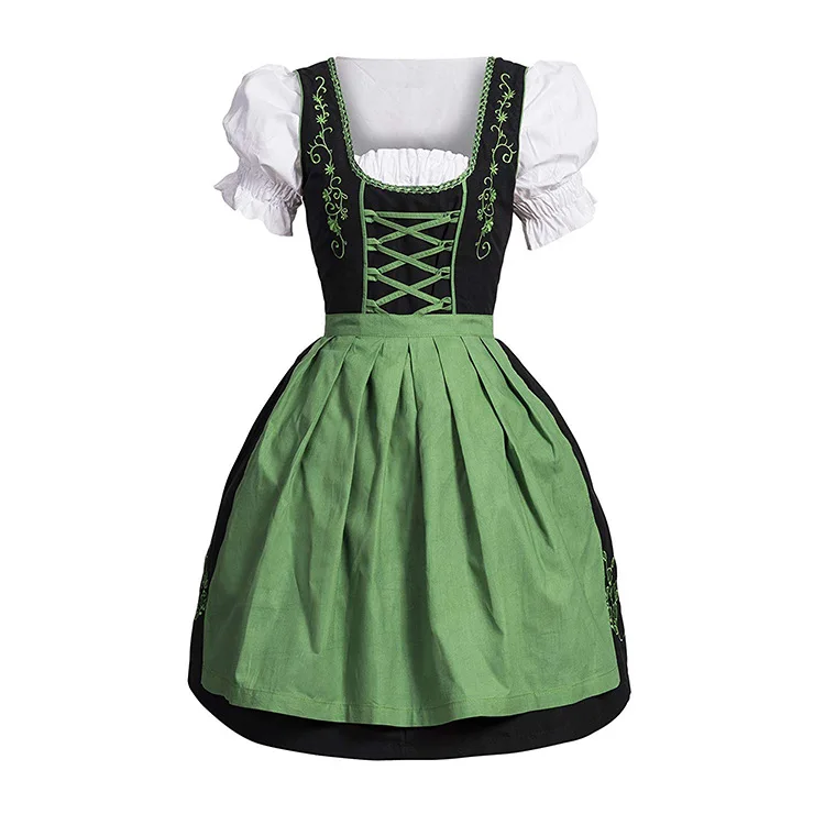 Robe Dirndl Traditionnelle Bavaroise Femme Grande Taille – Oktoberfest, Carnaval, Halloween Avec Tablier Noir Élégant