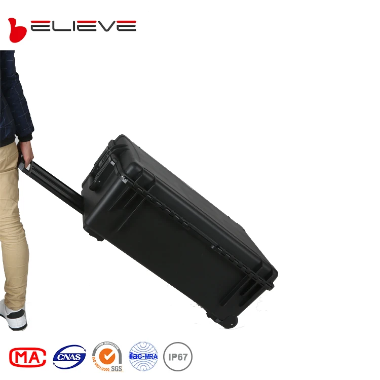 Plastic Hard Case with Wheels Weather-Proof Waterproof EVA Foam Lining for Outdoor Tool Storage OEM Supported