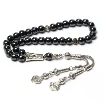 Ramanda gifts Muslim Subha 8mm 33pcs Rosary bead Black Hematite Stone Prayer Beads Allah Tespih Islamic Tasbih misbha sibha