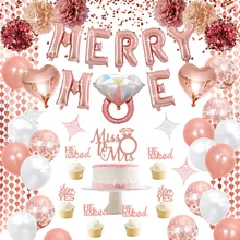 Nicro Bachelorette Party Decorations Rose Gold Engagement Party Diamond Foil Marry Me Foil Balloon Party Supplies