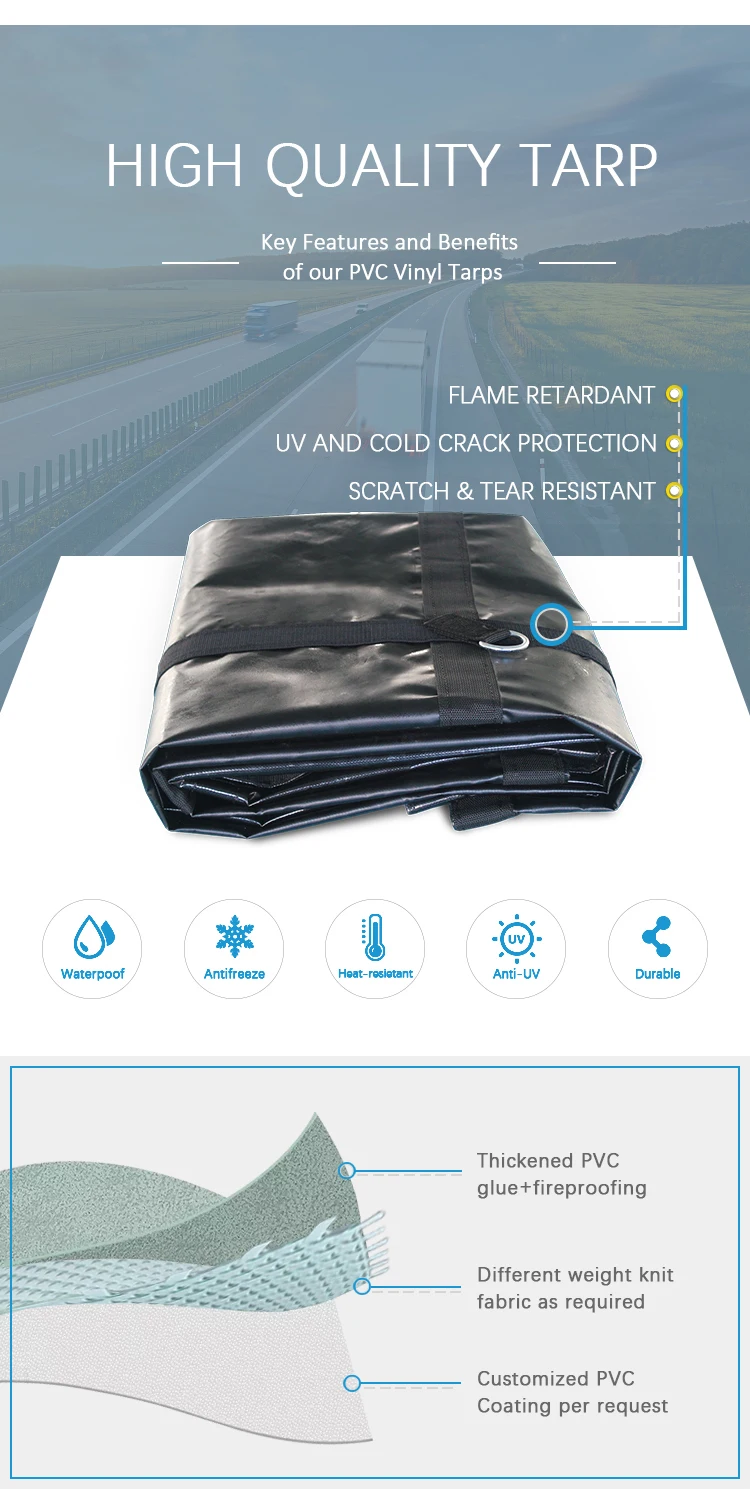 Mytee Products Airbag/Parachute Fabric Lumber Tarp - 16x27 Ft With 4ft Drop, Heavy Duty Vinyl, Black