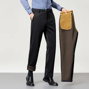 Autumn and Winter Business Casual Pants Men High-waisted Stretchy Straight-leg Trousers