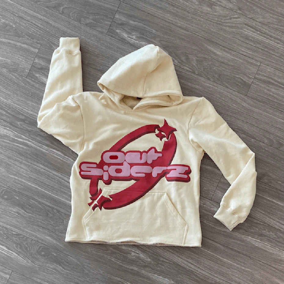 Custom Male Blank Raw Hem Foam Cropped Hoodie No Strings Heavyweight