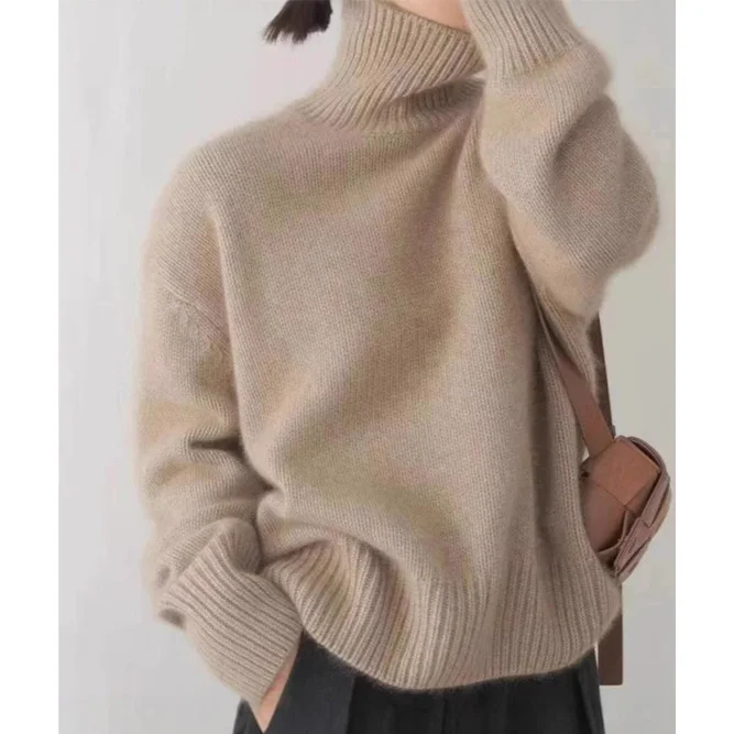 Women's Fashion Turtleneck Sweater AU Custom Soft Touch Solid Knitwear for Fall Winter Layering Minimalist Design for Ladies