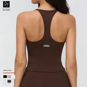 New Big Cup Halter Backless Yoga Vest U-Back Sweat-Wicking High Support Spaghetti Strap Racerback Women Sports Bras with Pads