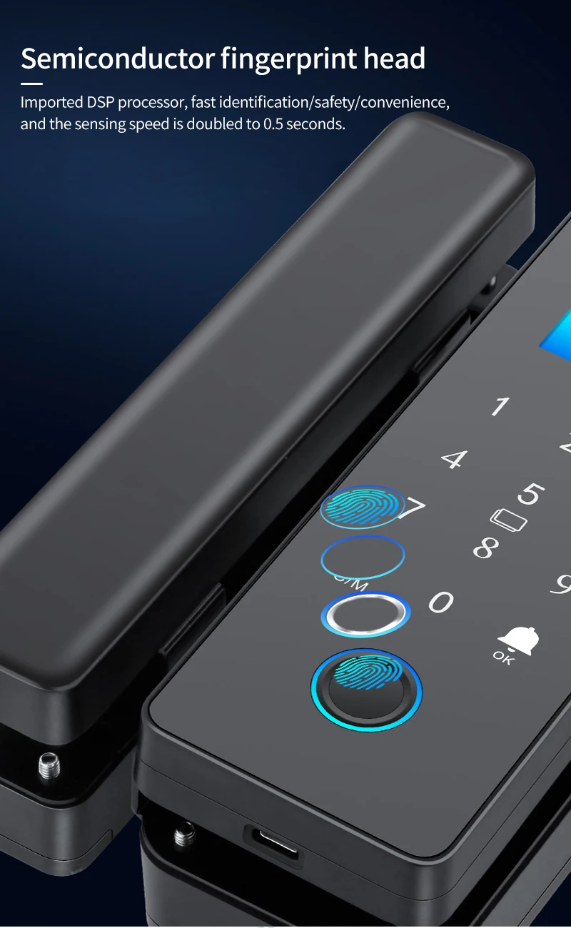 K190 Bluetooth Fingerprint Glass Door Lock Remote Control TTLock Mobile App Passcode Rfid Card Smart Lock Support WIFI Gateway