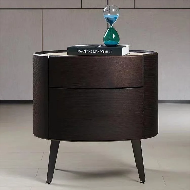 Italian Minimalist Bedside Table Oval Designer Night Stand Modern
