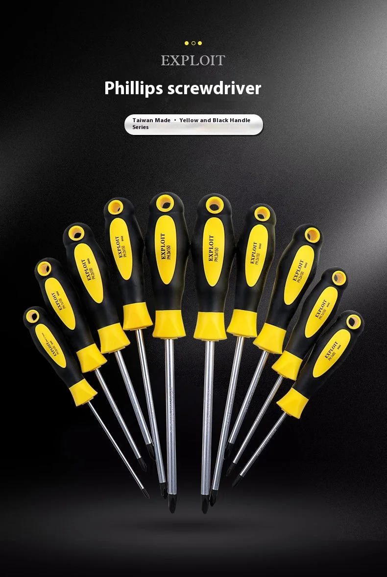 EXPLOIT Industrial Long Handle Cross Screwdriver Slotted Design Plastic ...