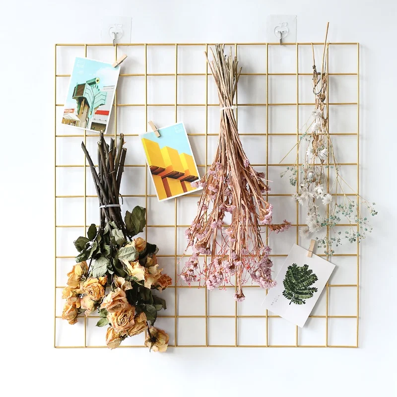 GBYAN Wandgitter Wanddekor Multifunktionale Gitterwand Draht-Foto-Raster Dekoration Deko Gitter Hängen in der Heimat und Büro, 2 Stück (Roségold, 40cmx30cm