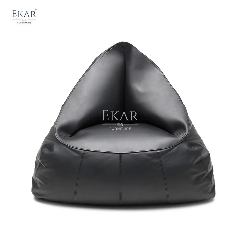 product bean bag chair with polystyrene particle filling and full leather cover-64