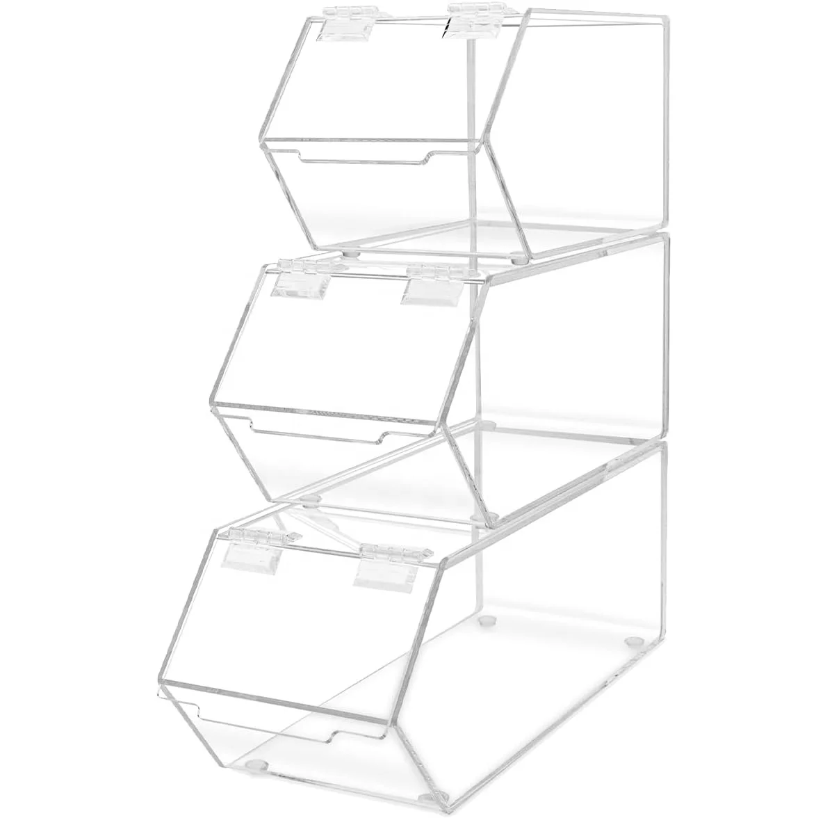 Прозрачный акриловый Штабелируемый контейнер для конфет и закусок с откидной крышкой для мороженого, конфеты, орехи, сухие продукты