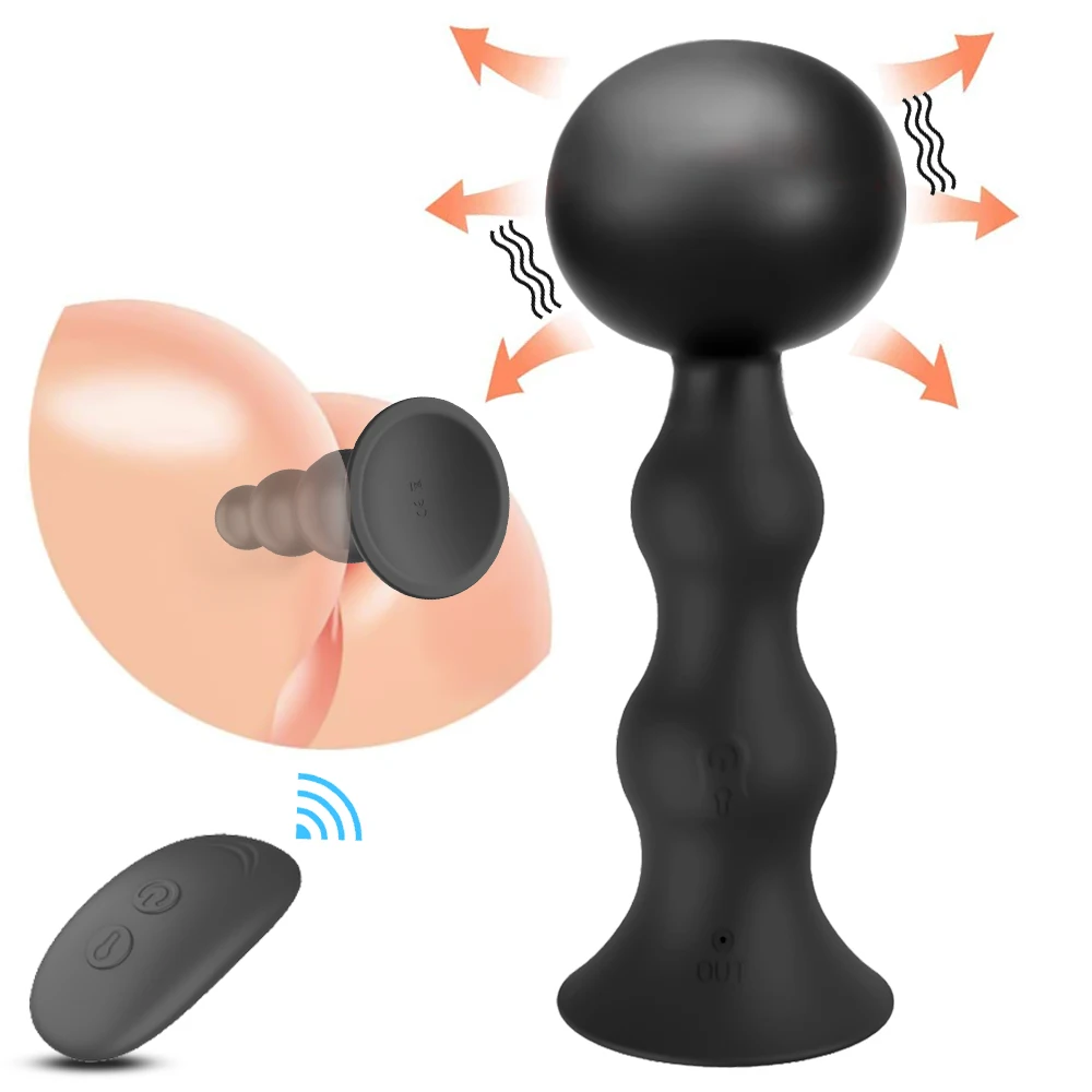 Hot Selling Adult Anal Toys Silicone Remote Control Prostate Massager Huge  Butt Plug Expansion Inflatable Anal Plug