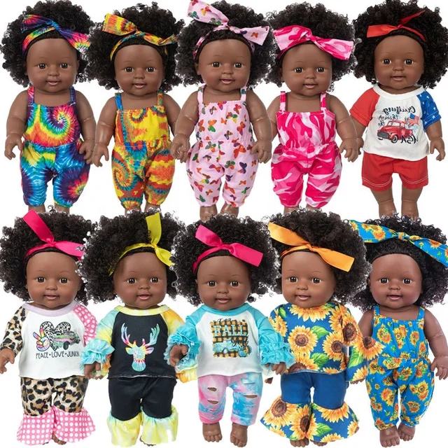 12-inch baby reborn vinyl doll African Black Doll accompany toy birthday gift