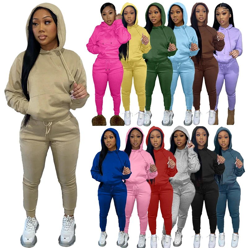 High Quality Premium Sweatsuits For Women Pink Track Suit 2pc Custom