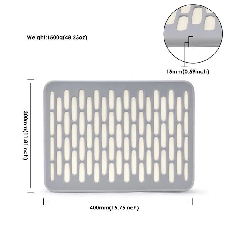 Stone Dish Drying Mats Wrapped in Silicone Webbing for Kitchen Counter Diatomaceous Earth Quick Kitchen Drying Mat