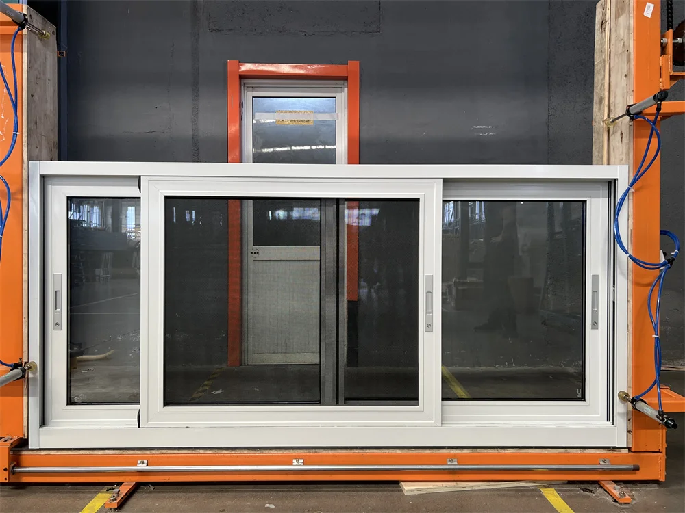 Minglei Aluminum Thermal Break Double Glazed Tempered Glass Sliding Windows Steel Fly Screen Mosquito Netting factory