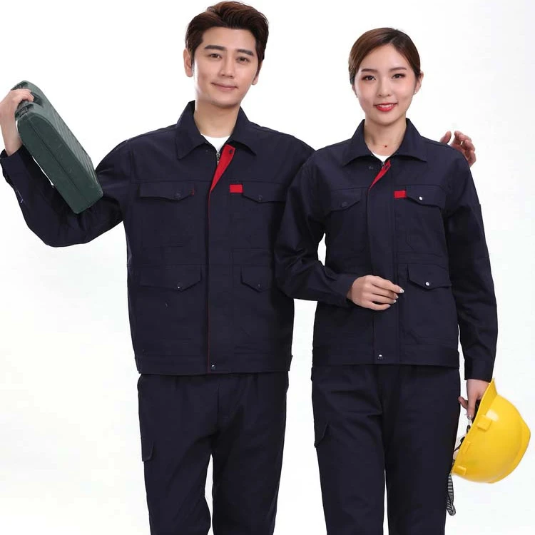 Men Long Sleeve Cotton Work Coat Jumpsuit Women Labor Work Uniform Zsell 