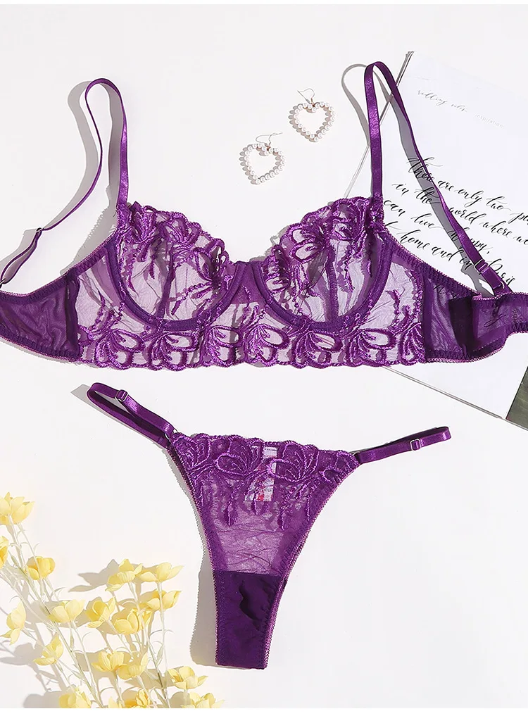 Guter Preis Smart Girls sexy Dessous Frauen transparenten BH und Höschen zweiteiliges Set_voghion.com