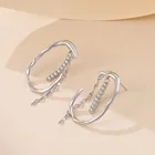 Silver Earrings 925 Sterling Women Jewelry Crystal Drop Charm Silver Hoop Earrings