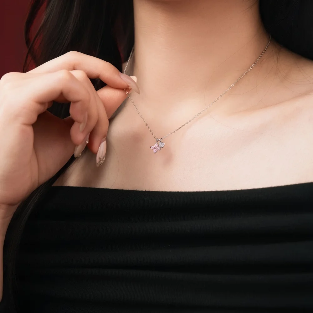 KAKODIY Simplicity Design 925 Sterling Silver Chain Small 5A Zirconia Four Leaf Clover Pendant Lucky Jewelry Necklace detail 2