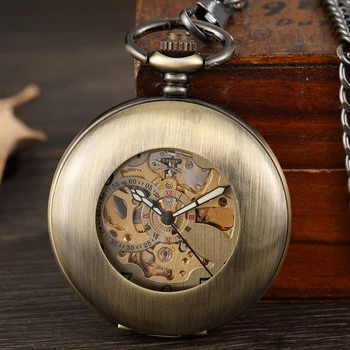 Vintage Classic Hollow Automatic Mechanical Pocket Watch Men's And Women's Gift Large Pocket Watch