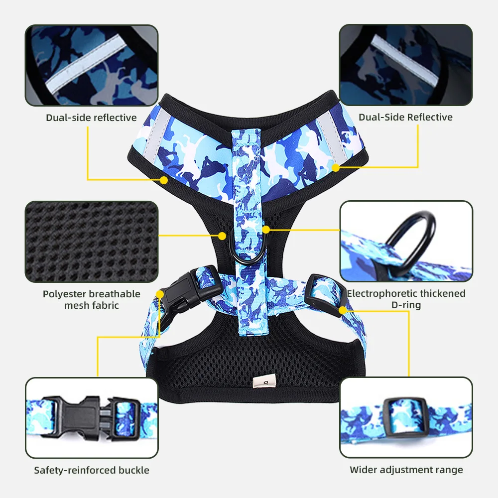 Wholesale Soft Dog Harness Adjustable Small Dog Harness and Leash Set - product detail 5