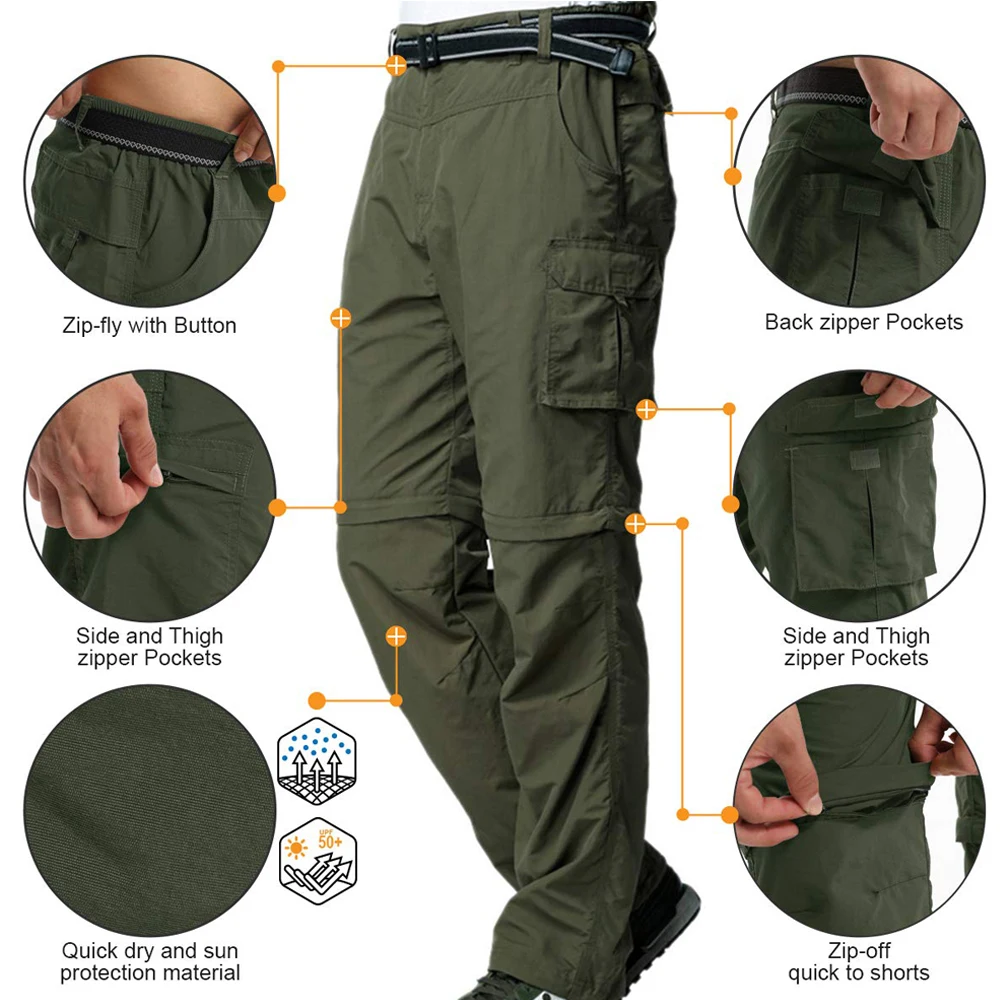 Men's Convertible Cargo Pants - Lightweight Nylon Outdoor Gear