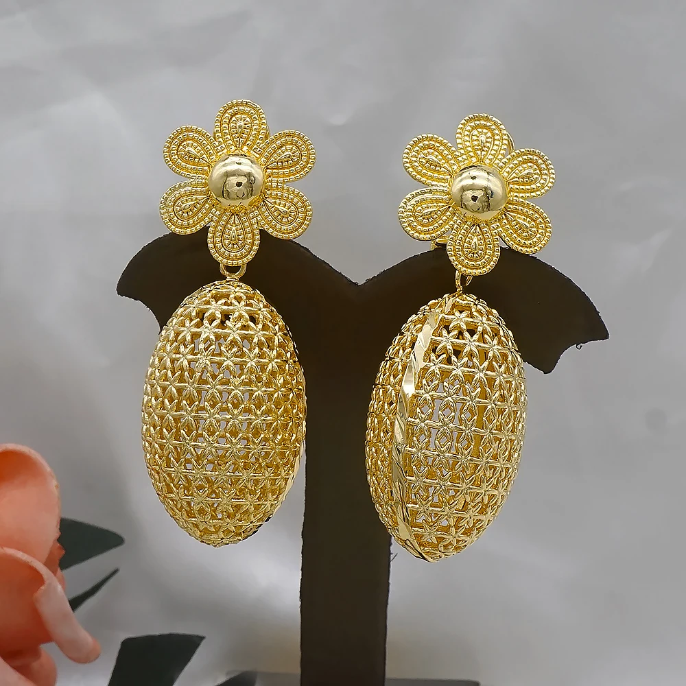 Fashion 24k Gold Plated Wholesale Dubai Gold Stud Earrings Jewelry For